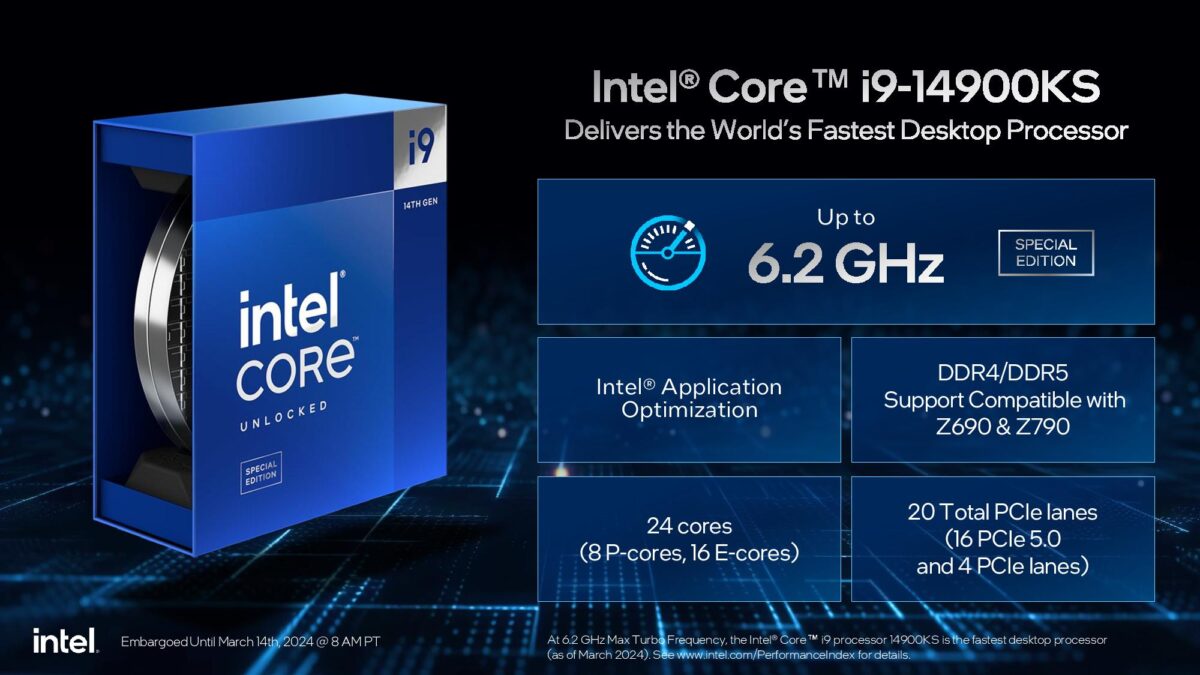 Intel ra mắt bộ xử lý Core i9-14900KS xung nhịp lên tới 6,2 GHz