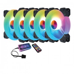 Kit 5 Fan Coolmoon Y1 RGB + Hub Điều Khiển