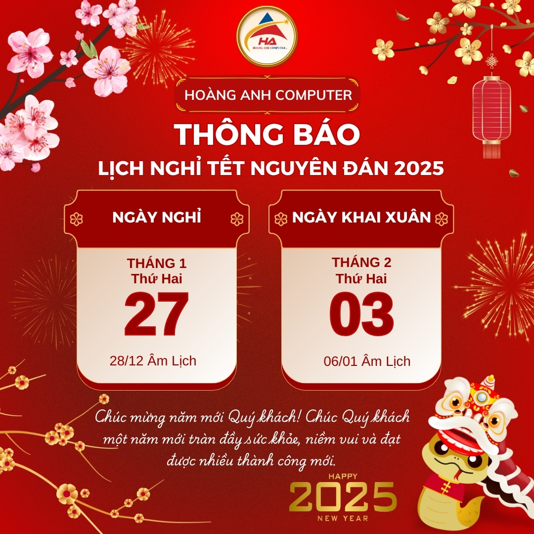 THÔNG BÁO LỊCH NGHỈ TẾT NGUYÊN ĐÁN 2025