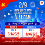 THÔNG BÁO NGHỈ LỄ QUỐC KHÁNH 2/9/2026