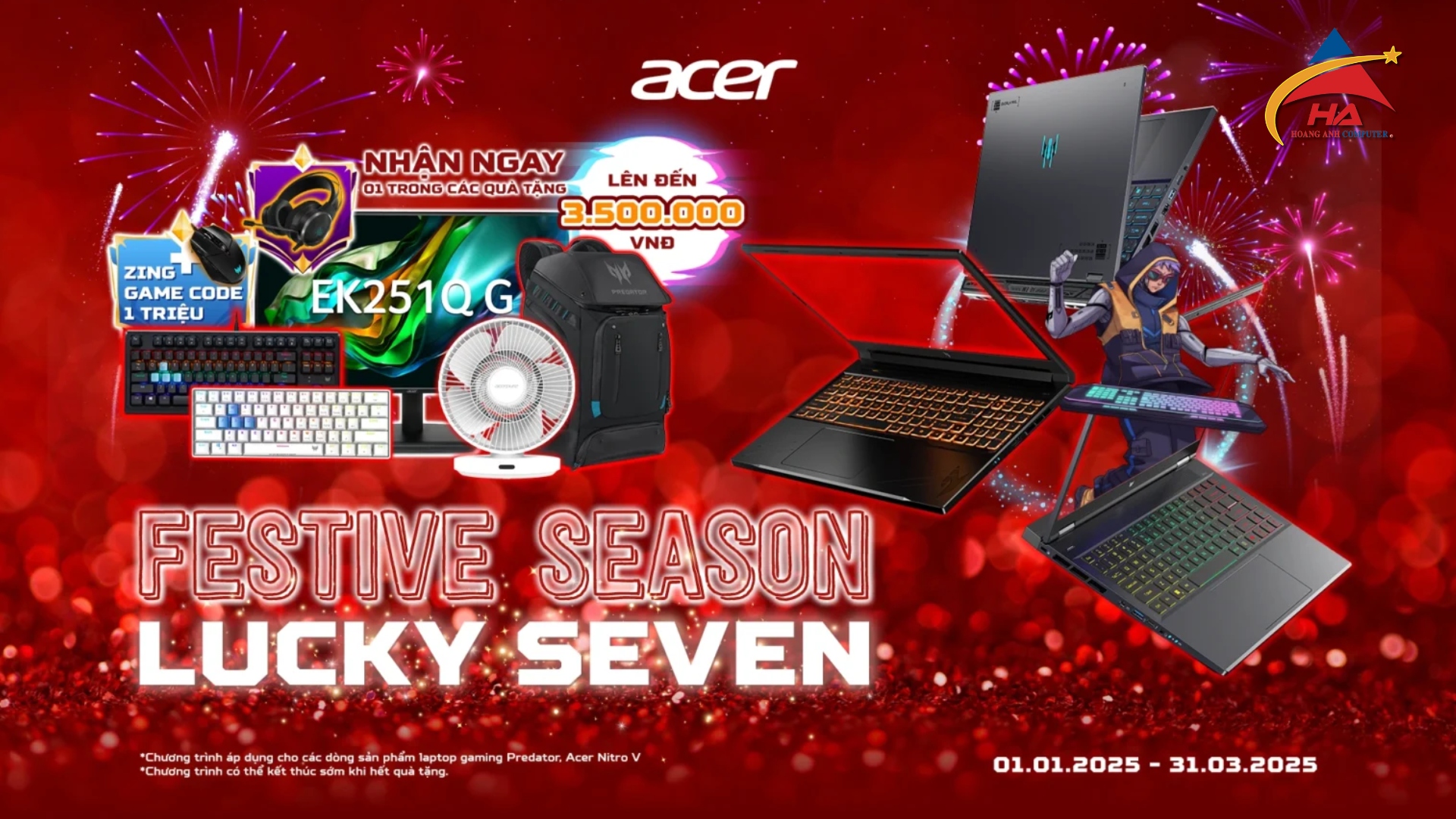 Ưu đãi ACER FESTIVE SEASON - LUCKY SEVEN: nhận quà may mắn lên tới 3,5 triệu đồng