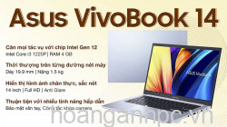 Asus Vivobook 14 X1402ZA-EK249W (Core i3 1220P/ 4GB/ 512GB SSD/ Intel UHD Graphics/ 14.0inch Full HD/ Windows 11 Home/ Silver/ Vỏ nhựa) - Chính hãng