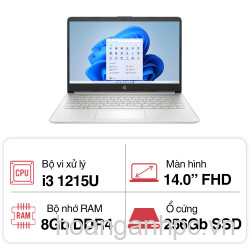 HP 14s dq5122TU 8W356PA (Core i3 1215U/ 8GB/ 256GB SSD/ Intel UHD Graphics/ 14.0inch Full HD/ Windows 11 Home/ Silver) - Chính hãng