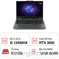 NB Lenovo LOQ 15IAX9 83GS001RVN (Intel Core i5-12450HX | RTX 3050 |12GB | 512GB | 15.6 inch FHD | Win 11 | Xám) ( Pin + Adapter BH 12 tháng) - Chính hãng