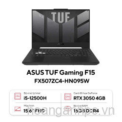 NB Asus TUF Gaming F15 FX507ZC4-HN095W (Intel Core i5-12500H |RTX 3050 | 16GB | 512GB | 15.6 inch FHD | Win 11 | Xám) (Pin + Adapter BH 12 tháng) - Chính hãng