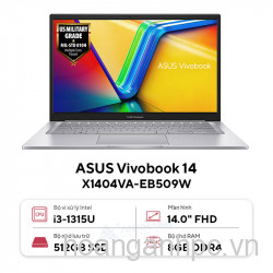 NB ASUS Vivobook X1404VA-EB509W i3-1315U | Intel UHD Graphics | 14 inch FHD | 8GB | 512GB | Win 11 |  - Mầu bạc - Chính hãng