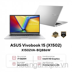 NB ASUS X1502V X1502VA-BQ886W /i7-13620H/16GD4/512GB-SSD/15.6FHD/WiFi6E/BT5/3C42WHr/W11SL - Mầu bạc - Chính hãng