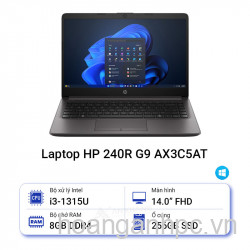 NB HP 240R G9 ( AX3C5AT ) | i3-1315U | 8GB RAM | 256GB SSD | 14.0 inch FHD | Intel Graphics | 3 Cell | WF + BT | Win 11 SL | 1Yr - Mầu xám  - Chính hãng
