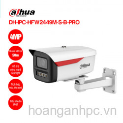 Cam IP Dahua DH-IPC-HFW2449M-S-B-PRO WizColor- 4MP - trụ - khe cắm thẻ - mick -đêm như ngày