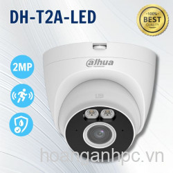 Cam IP Dome Full Color 2MP DAHUA DH-T2A-LED, Đàm thoại 2 chiều, Đèn LED 30m, Phát hiện chuyển động