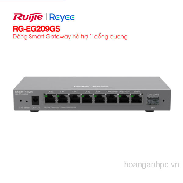 Router Ruijie RG-EG209GS 8 cổng 10/100/1000 Base-T, 1 cổng SFP, hỗ trợ 200 người dùng