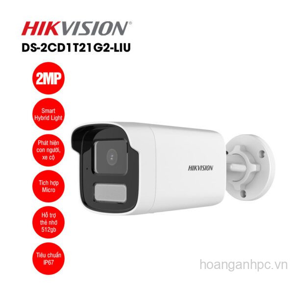 Cam IP HIKVISION DS-2CD1T21G2-LIU - 2MP  - trụ - 50m, mick